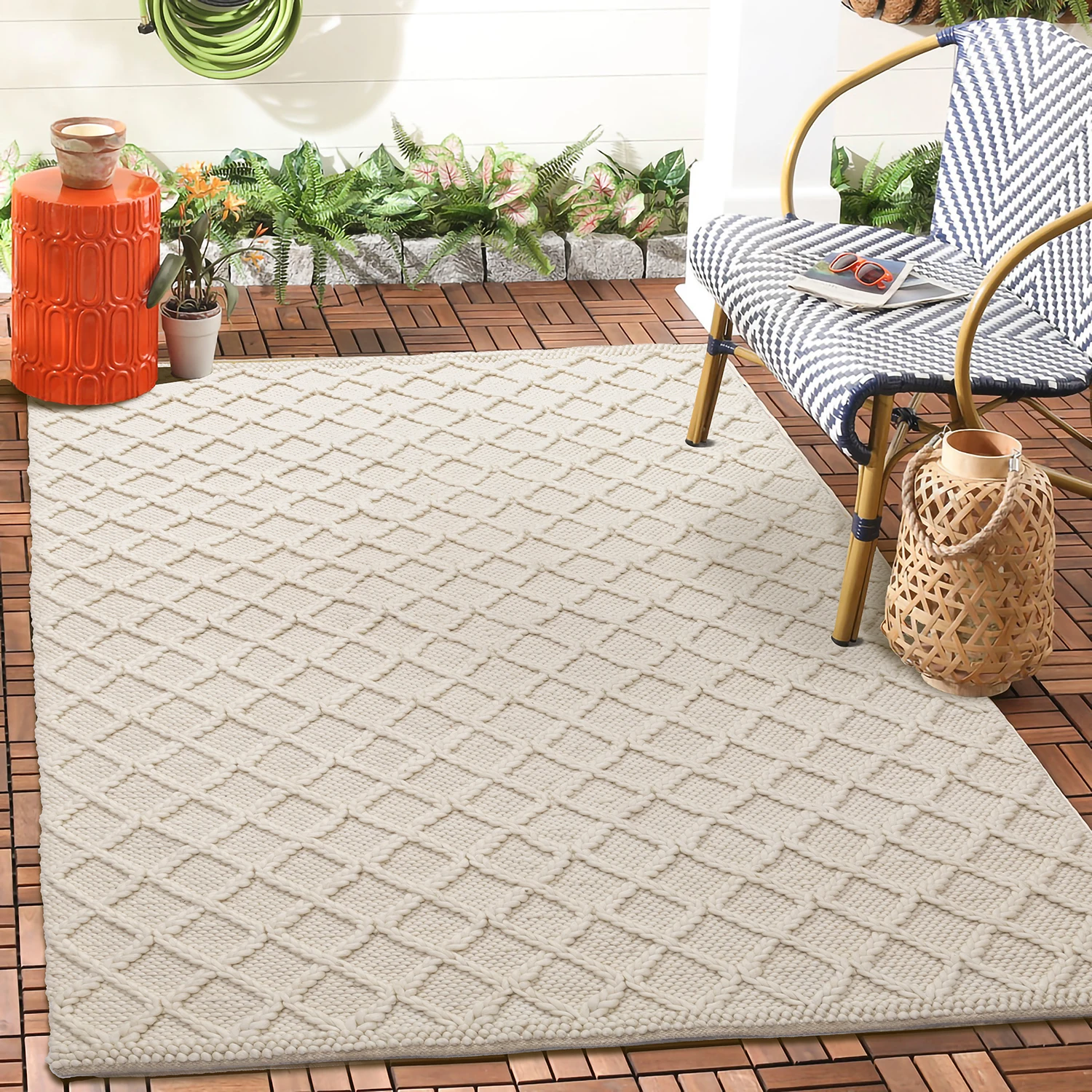 Nordic White Wool Carpet Living Room Hand Woven Modern Simple Area Rug for Bedroom Balcony Floor Mat Thick Soft Cloakroom Carpet