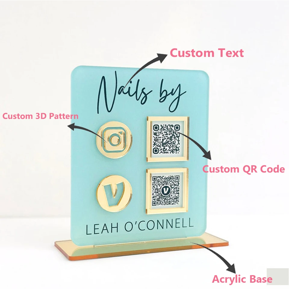 Personalized Acrylic QR Code Desktop Display Stand Suitable For Retail Stores For Shop Front Counter Promotion And Customer