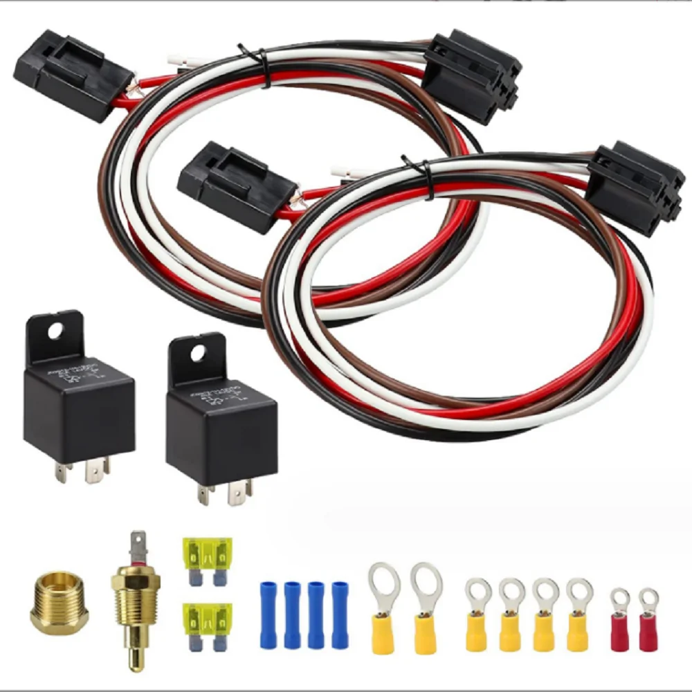 

Dual Electric Fan Wiring Kit Dual Electric Fan Relay Kit 185 On 175 Off 4 Pin 40 AMP Waterproof Relay Kit