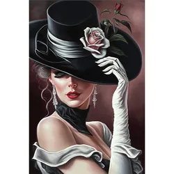 5D Diamond Painting Modern Girl In Red Hat Painting Arts Nordic Craft Full Square Drill Diamond Painting Art Cross Stitch