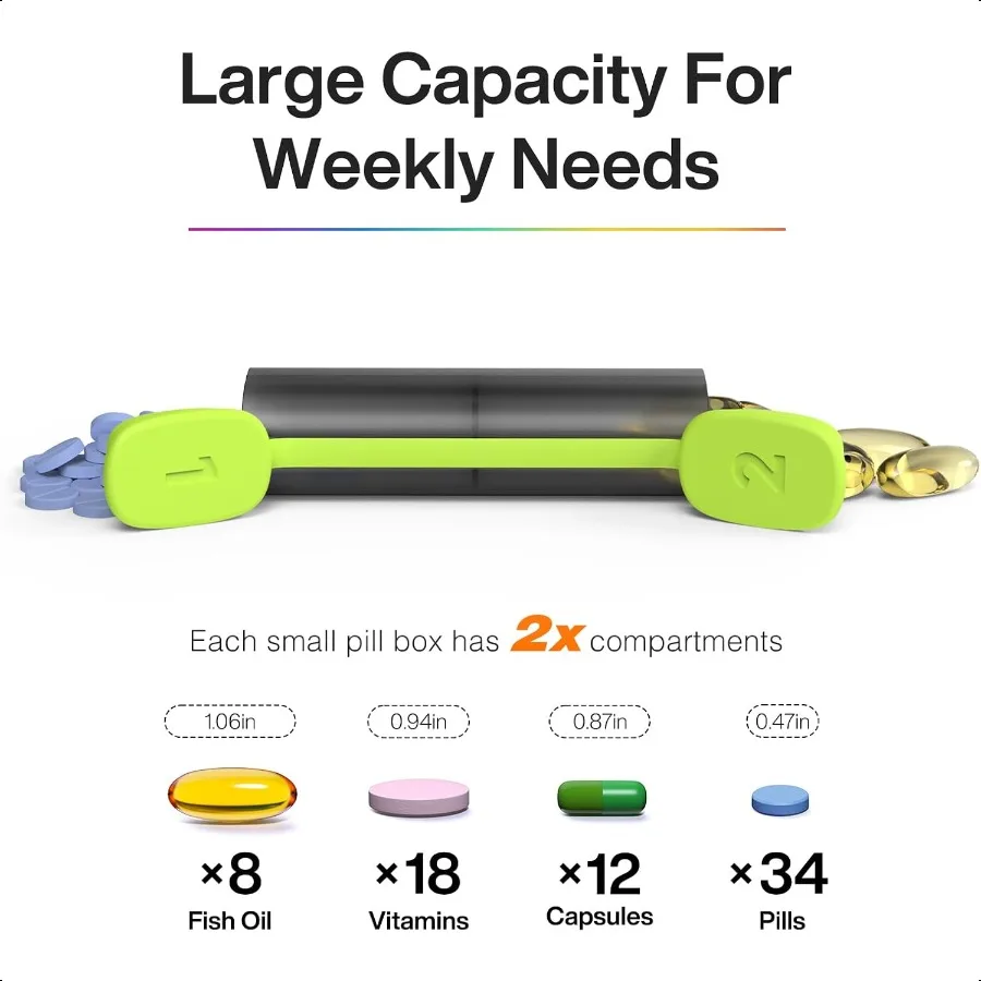 منظم حبوب الدواء الأسبوعي 2 مرات في اليوم Am Pm صندوق حبوب 7 أيام كبير مرتين علبة حبوب الدواء للأدوية اليومية زيوت الأسماك والفيتامينات