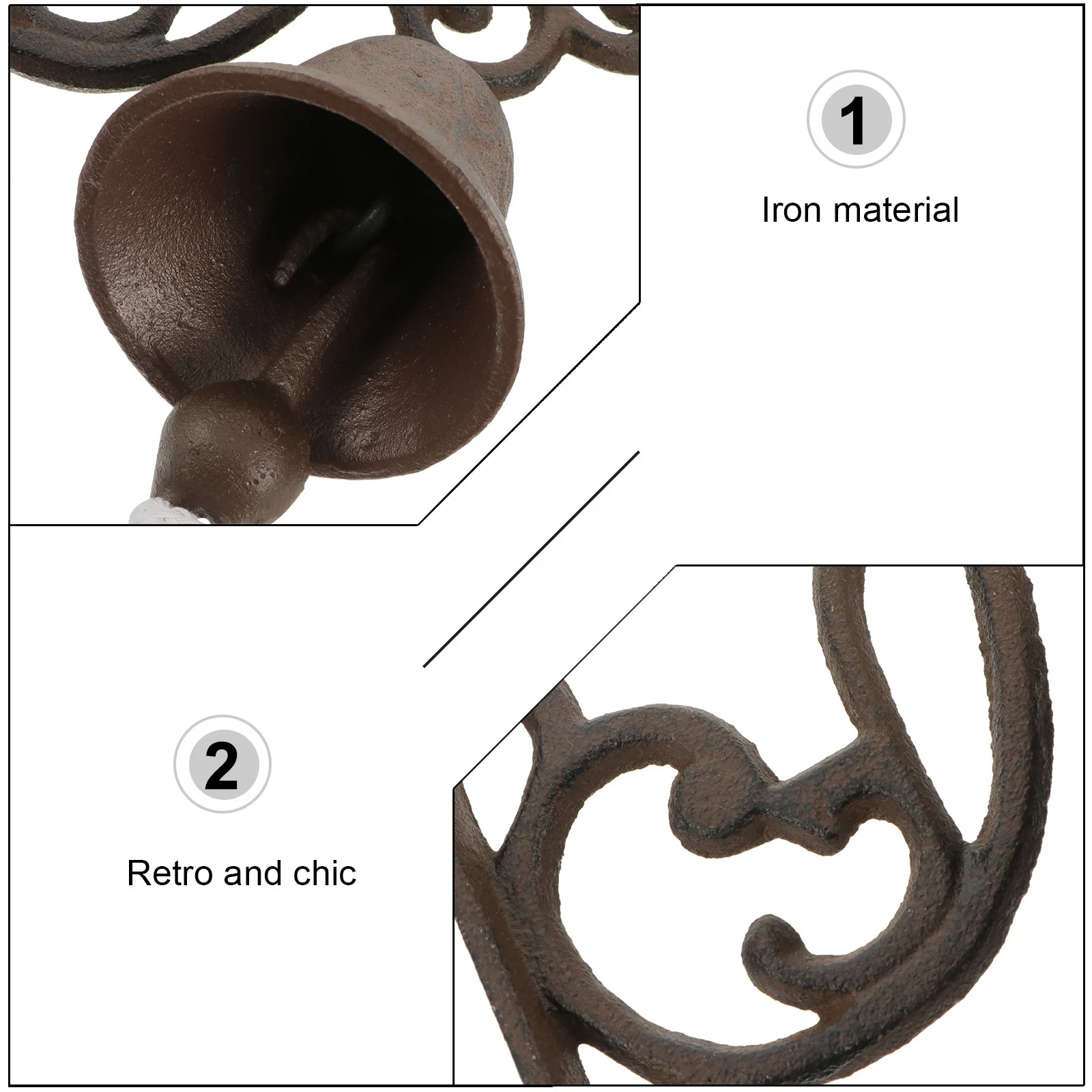 

1Pcs Vintage Door Bell Rustic Iron Design Hanging Wall Mounted Shaking Bell for Home Office School Decoration Decorative Pendant
