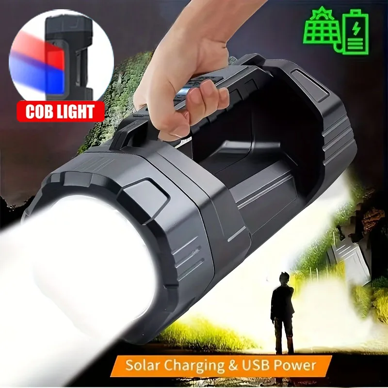 

Солнечный светодиодный фонарик с боковым фонарем COB, многофункциональный фонарь для кемпинга, кемпинга, пешего туризма, рыбалки, охоты