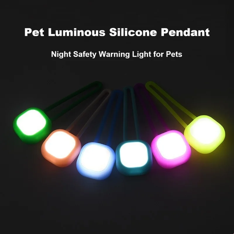 Pet Luminous Silicone Pendant, LED Pet Night Safety Light for Dogs Cats, Pet Collar Pendant for Night Walking
