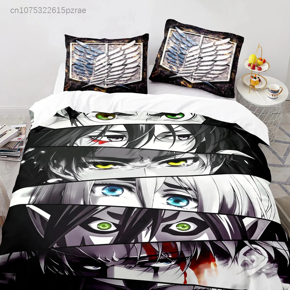 Attack On Titan Bedding Sets Cartoon Duvet Cover Girls Boys Single Twin For Bed Beautiful Holiday Gift