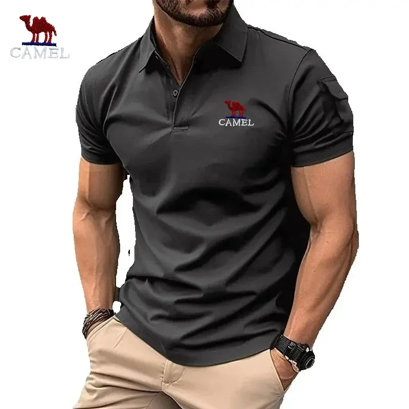 Men's high-quality embroidered short sleeved polo shirt for summer fashion, casual, breathable and cool top