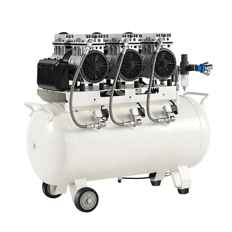 HCEM 2024 3h-p high quality air compressor oil free 100L tank silent compressor for 4pcs de-tal unit chair