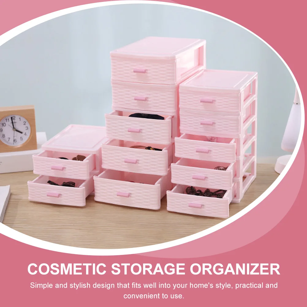 

2pcs Pink Storage Drawers Large Capacity Dressing Table Organizer Desk Storage Box Cosmetics Jewelry Container