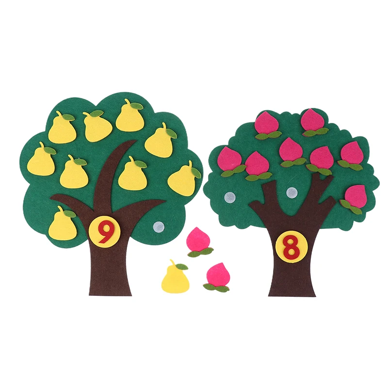 Kindergarten Farbe Anzahl Obst Kognitive Lehrmittel Filz Obst Baum Puzzle Kinder Frühe Bildung Spielzeug
