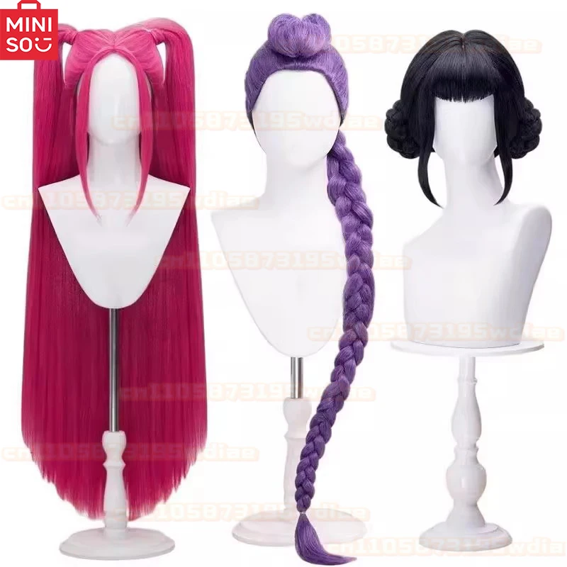 MINISO Rumi Zoey Mira Cosplay KPop Demon Hunters Cosplay Costume Wig Women Black Golden Suit Halloween Party Role Playing Outfit