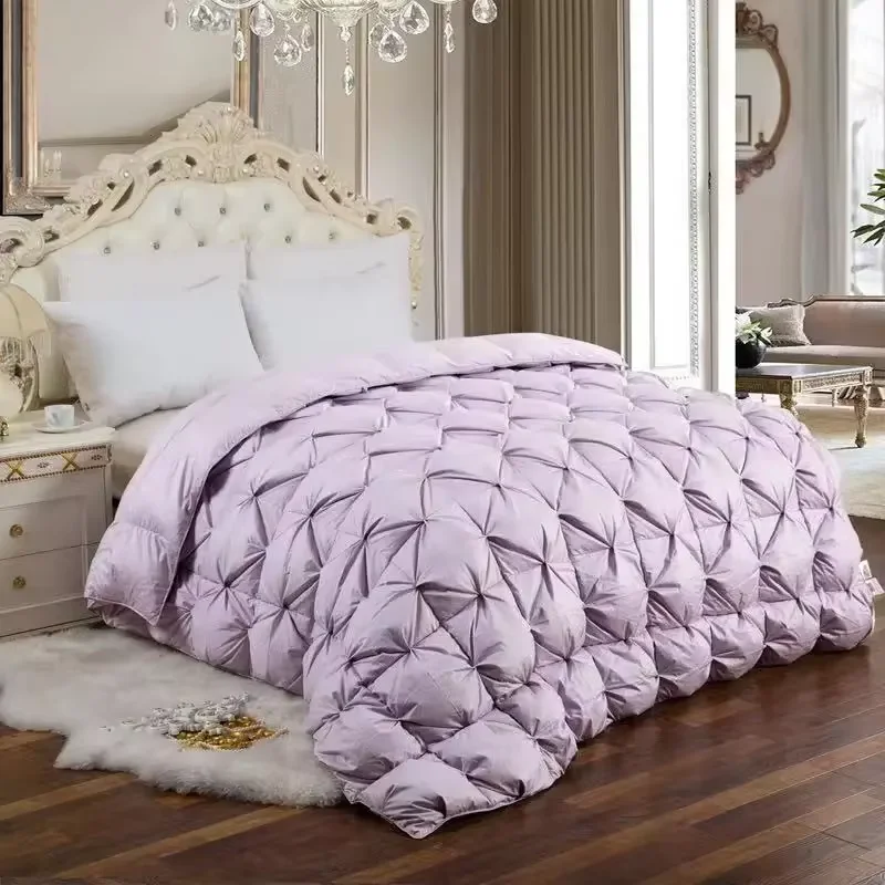 

90% White Goose Down Quilt Soft Goose Down Comforter Duvet Winter Blankets Feather Bed Quilted Blanket Single Double King Bed 이불