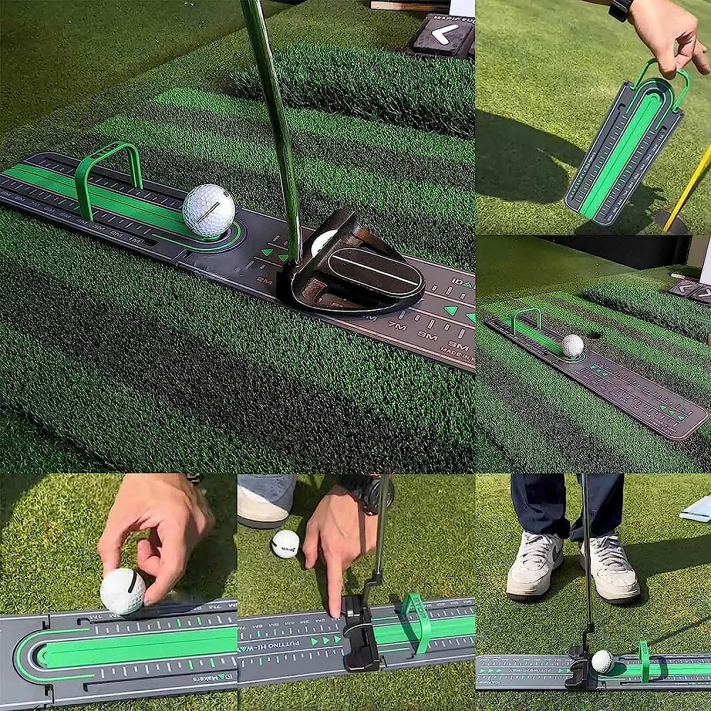 Estera verde de Putting de Golf, taladro de precisión de distancia, alfombrilla de práctica, Mini almohadilla de pelota de Putting, Ayuda de