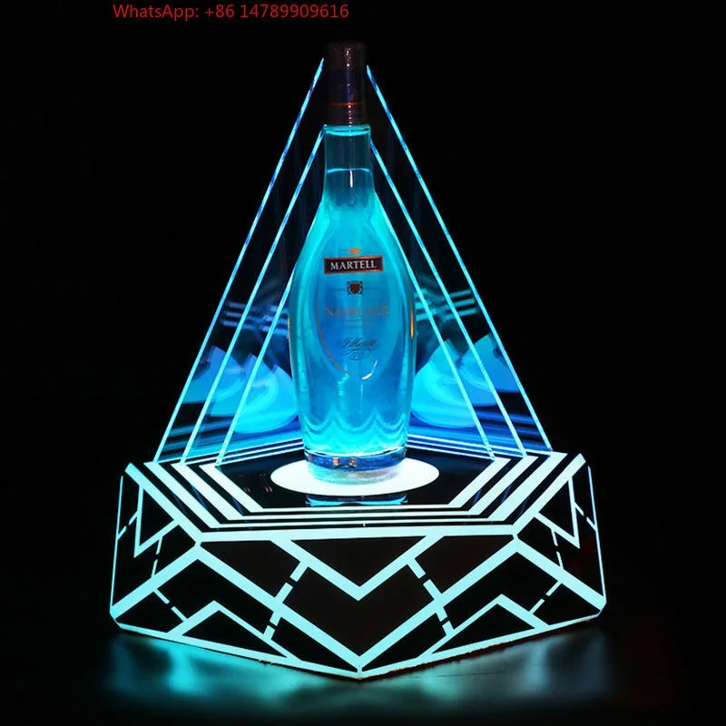 

Premium Custom LED Liquor Display StandLED Lighting Customized Portable Luxury Design Wine Bottle Presenter Glorifier Display St
