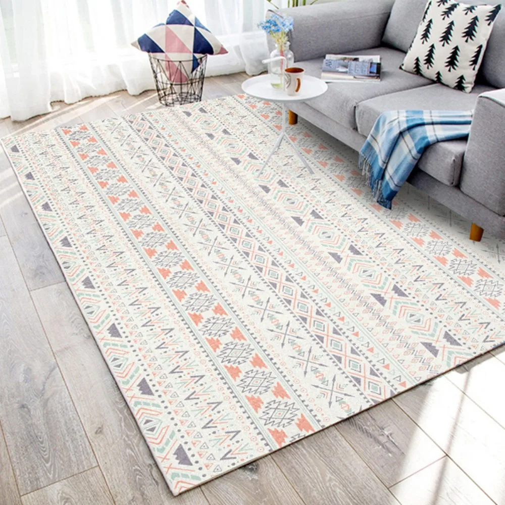 

VIKAMA Ethnic Style Geometric Large Size Rug Ins Style Clashing Stripes Living Room Rug Scandinavian Style Home Decoration