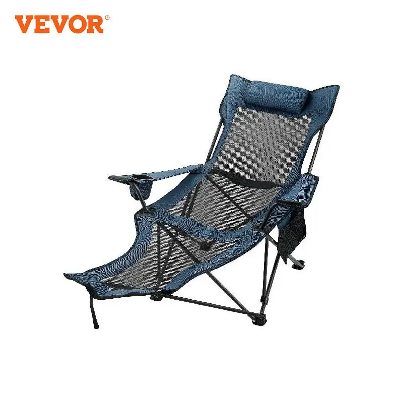 

VEVOR Outdoor Folding Camp Chair Backrest With Footrest Portable Bed Nap Chair For Camping Fishing Foldable Beach Lounge Chair