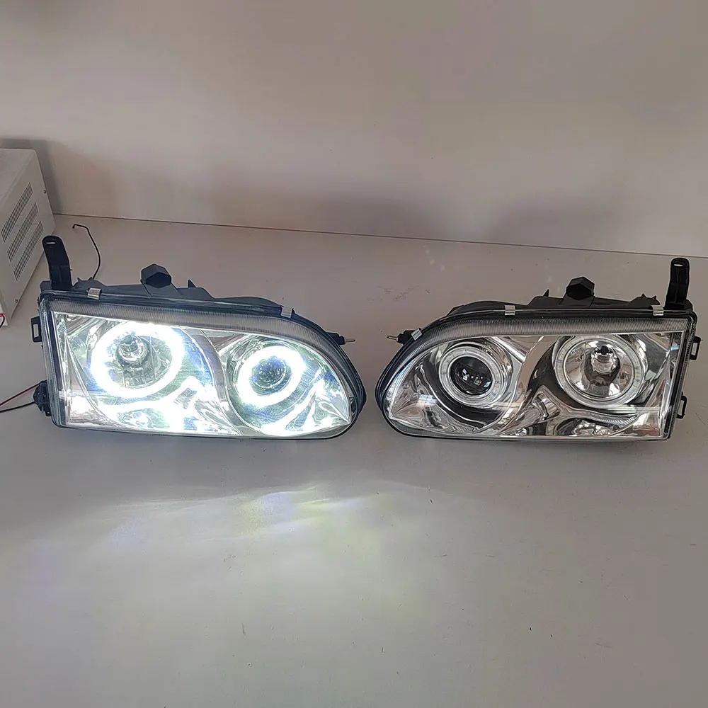 

2Pcs Car Headlight Led Aperture Lens Headlamp for Mitsubishi Delica L400 1998 Black and White