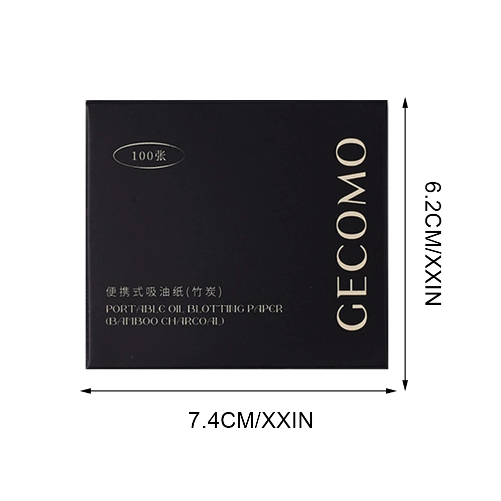 100 feuilles de papier de contrôle de l'huile avec étui et feuilleté de poudre papiers buvard d'huile feuilles de buvard d'huile de visage de charbon de bambou pour peau grasse