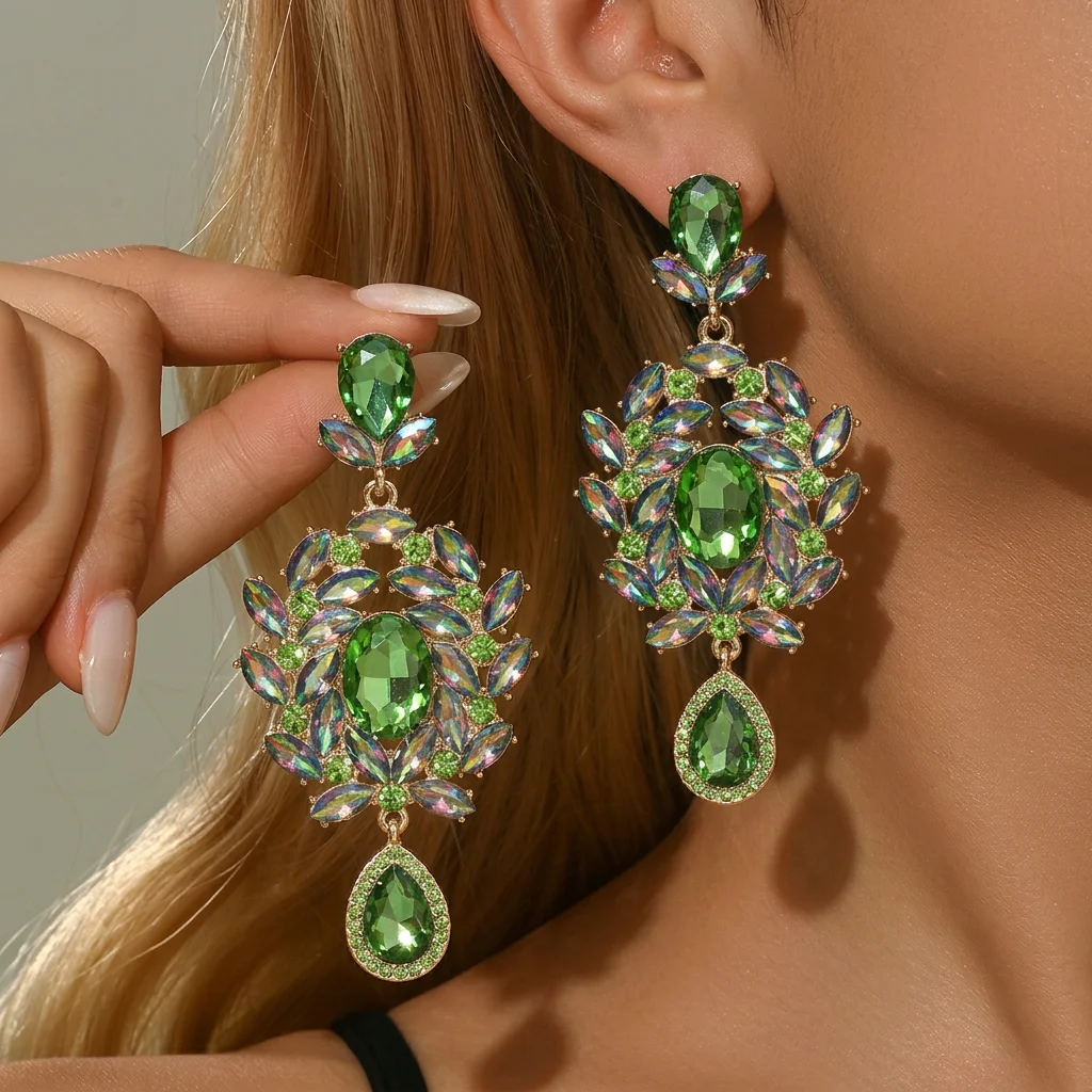 2026 New Floral Shaped Micro Inlaid Crystal Earrings with a High-End Design, Modern and Popular Style Earrings for Women