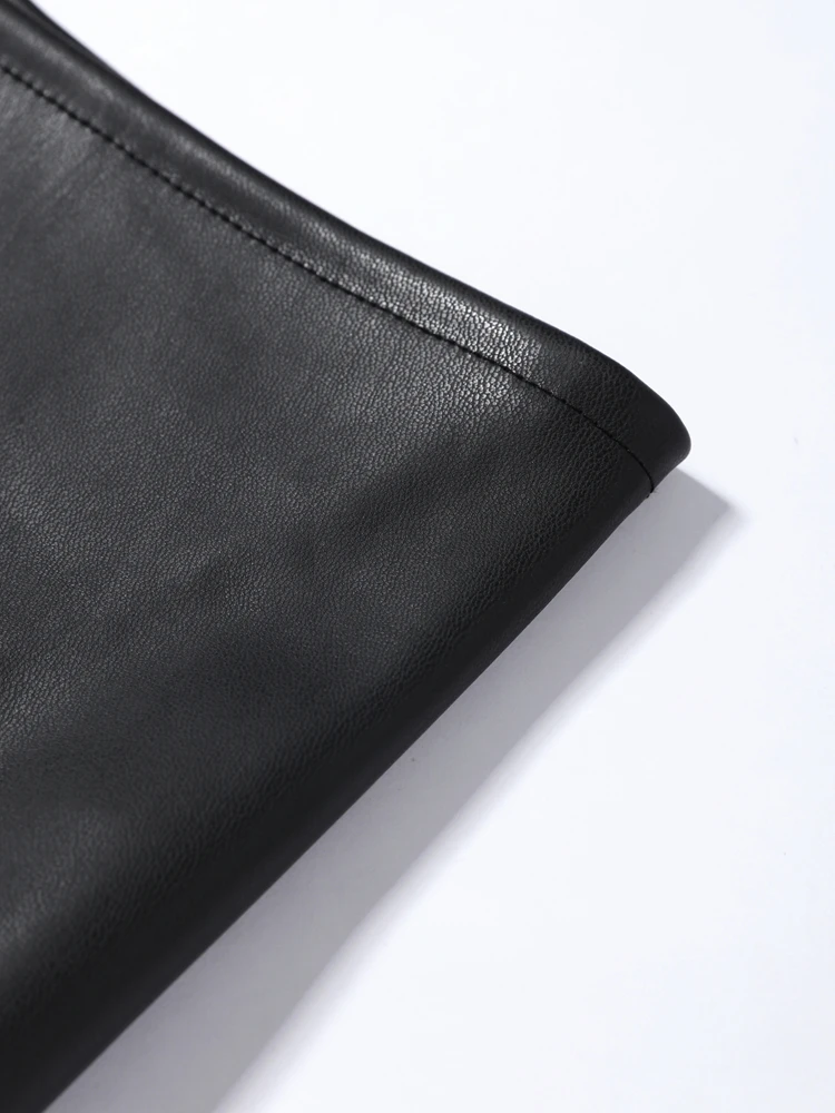 Cinto Feminino de Couro Sintético com Franjas Y2K Preto para Mini Saia Curta, Coleção Primavera Verão 2026, Versátil, Produto Único