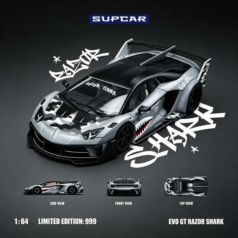 SUPCAR 1/64 Lamborghini Huracán GT3 EVO Shark‑Mouth Diecast Car Model Alloy Simulation Collection Toy Gift For Boys#peetyeee