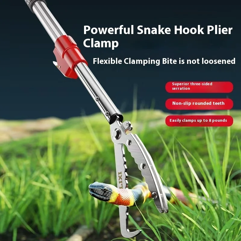 Multi-functional large clip snake catcher catch sea tools overhead rubbish clip snake hook pliers telescopic 2 metres anti-bite