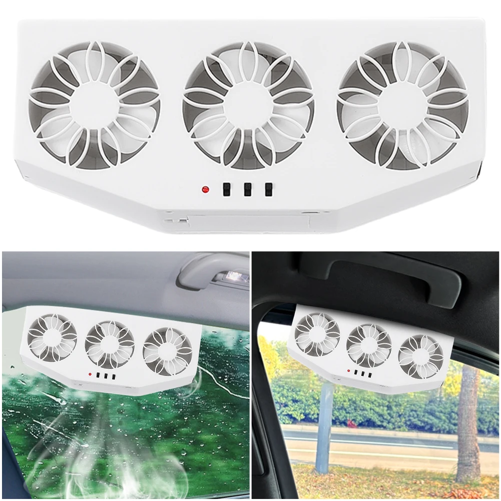 Solar Powered Car Radiator Cooling Fan Eliminate Peculiar Smell Car Window Air Vent Fan USB Powered Auto Vent Fan for All Cars