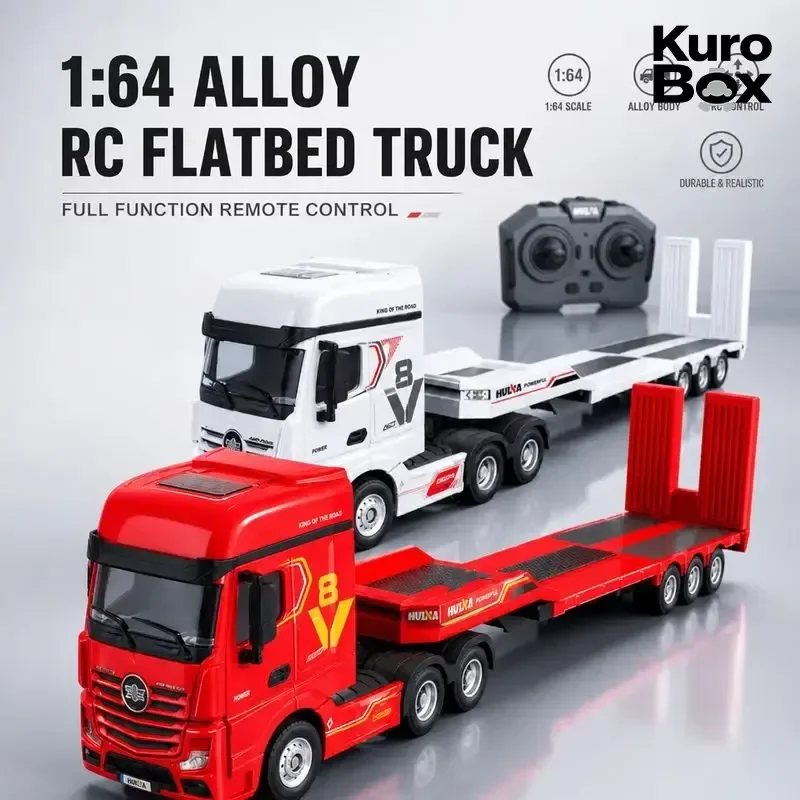 HUINA 9900 1/64 Mini Alloy RC Flatbed Tractor Truck 12CH 2.4G Remote Control Electric Engineering Trailer Vehicle Toy Model