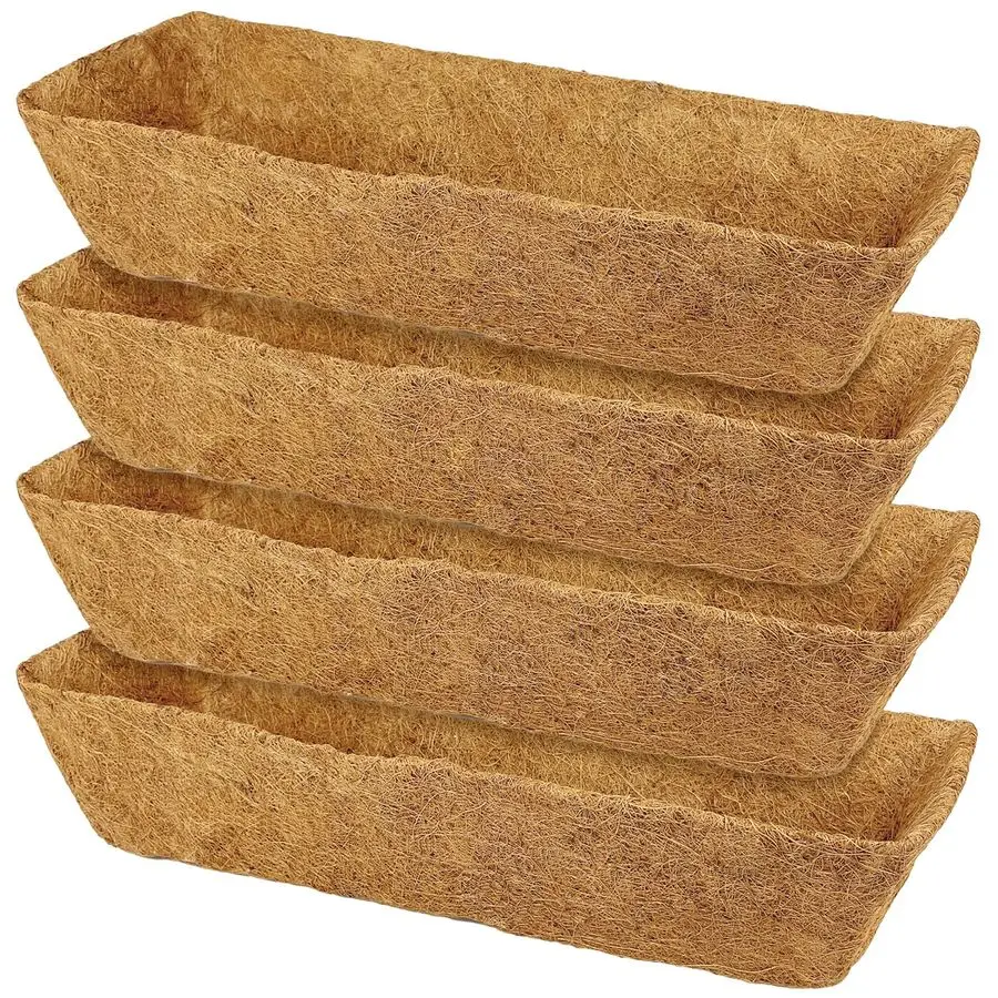 

Набор из 24-дюймовых прямоугольных вкладышей из кокосового волокна для оконных ящиков и кашпо, натуральные сменные вкладыши из кокосового волокна для уличных растений