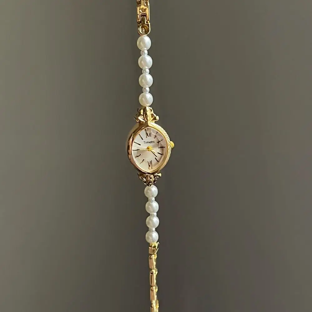 Vintage Pearl Bracelet Watches Elegant Small Dial Design Ladies Watch Luxury Gift Quartz Watch