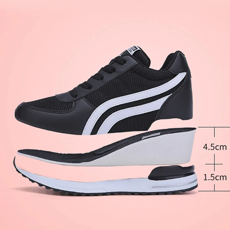 Spring Autumn Wedges Sneakers for Women Mesh Breathable Lace-up New Sports Shoes Female Tennis Casual Women\'s Vulcanize Shoes