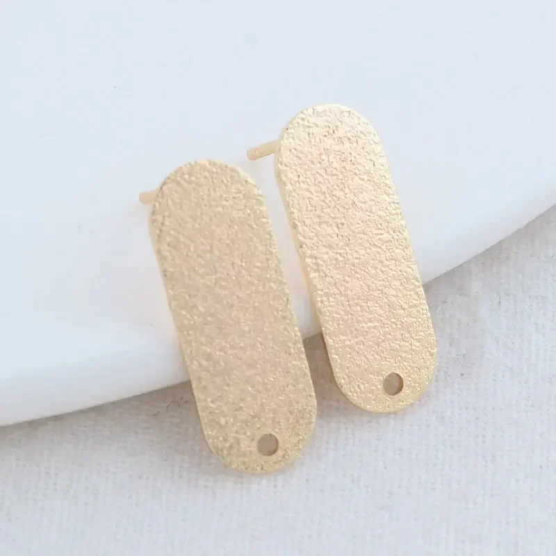 6PCS 8*21 MM 24K Gold Color Brass Frosted Oval Shape Stud Earrings High Quality Diy DIY Jewelry Making Finding Accessories