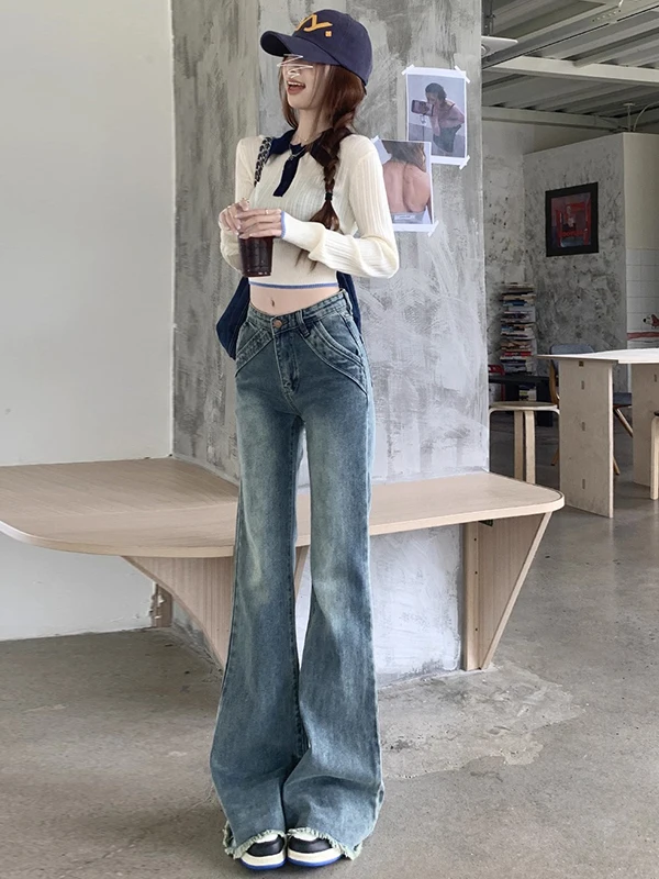 

High Waist Wide Leg Jeans Women's Loose Fit Bootcut Design Slimming Ankle Length Denim Pants plus Size Casual Autumn Winter