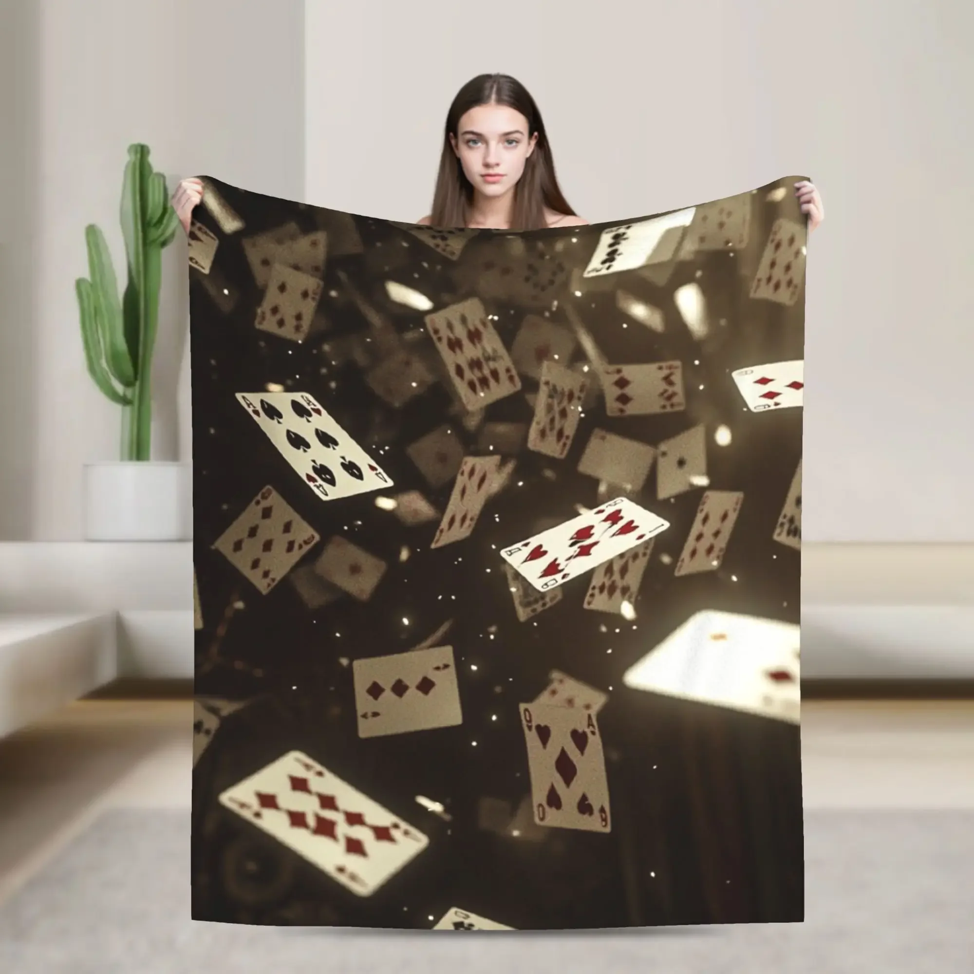 Super Warm Throw Blanket Flannel Bedspread for Outdoor Use Novelty Sofa Bed Cover Child Alice in Borderlands Theme