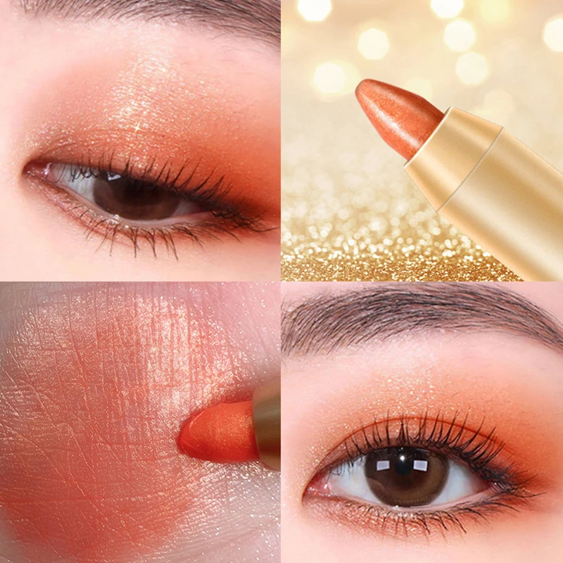 Double-head Eyeshadow Stick Diamond Shimmer Highlighter Pencil Ultra Pigmented Long Lasting Cream Eye Shadow Pen