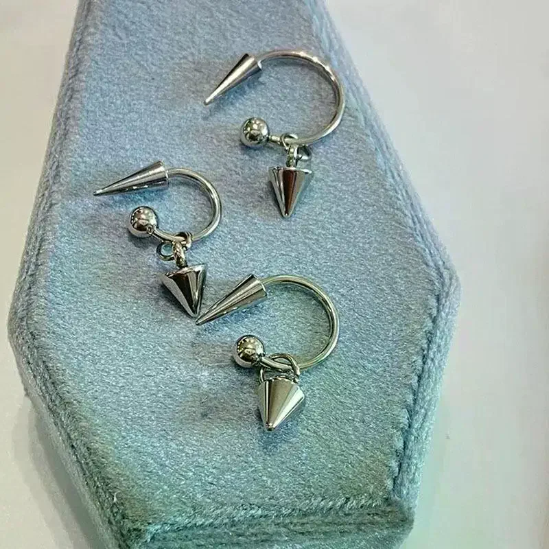 Detachable Stainless Steel Curved Barbell Threaded Spike Eyebrow Cartilage Piercing Earrings For Women Y2K Emo Party Jewelry