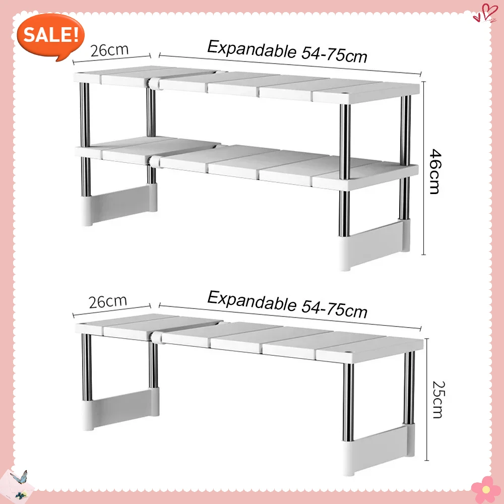 

Stackable Storage Rack Wardrobe Layered Partition Rack Closet Sorting Shelves Telescopic Sink Holder Wardrobe Clothing Organizer