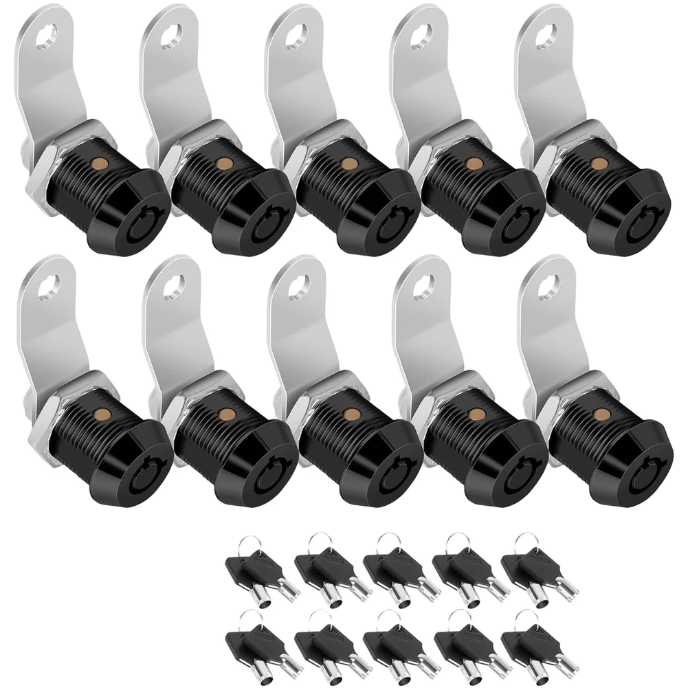 Cam Lock Zinc Alloy for tubular Applications Keyed Alike for Double Pull Open 47.3x34mm Black 10 Pack Secure Fit