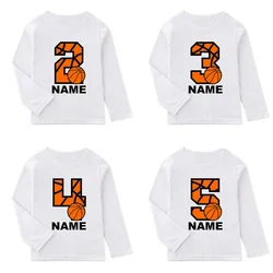 Basketball Number Happy Birthday Boys T-shirts 1 2 3 4 5 6 7 8 9 Years Customize Name Kids Long Sleeve T shirt Girls Clothes
