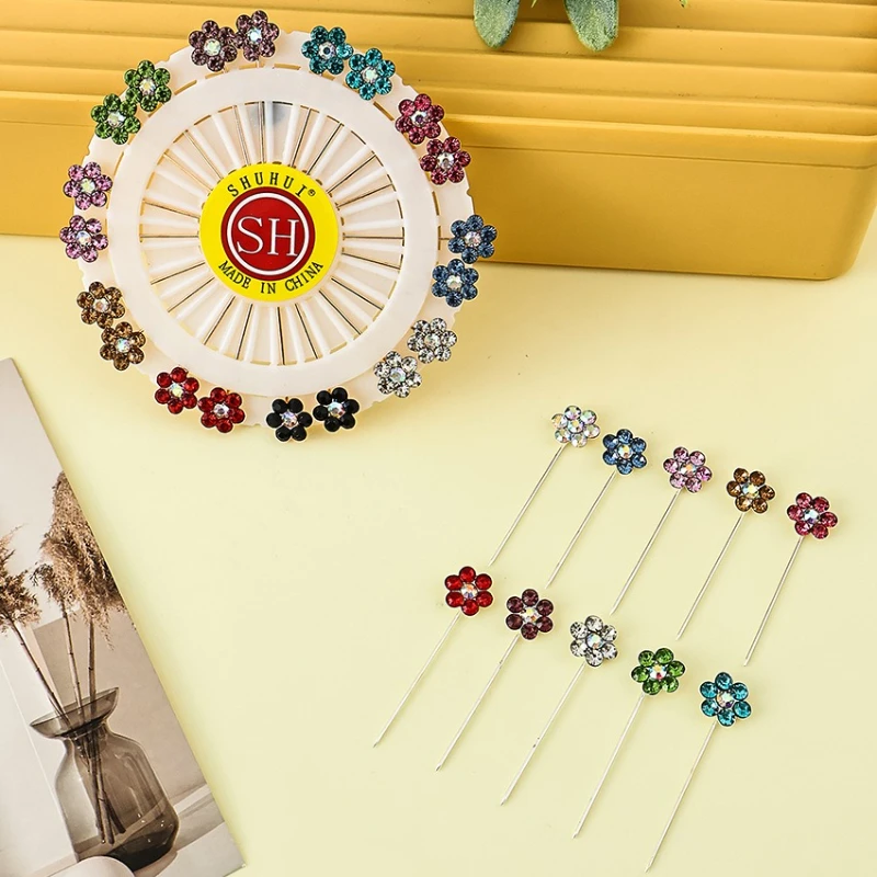 Spilla per turbante, spilla di sicurezza per hijab con clip per sciarpa, fibbia per sciarpa in seta con spilla, elemento floreale per spilla per sciarpa con strass