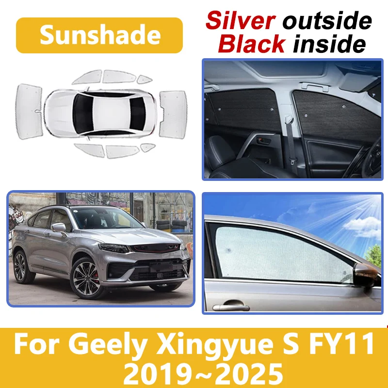

Автомобильные солнцезащитные козырьки с полным покрытием для Geely Xingyue S Tugella Knewstar 001 2019-2025, теплоизоляция, защита от ультрафиолета, автомобильные аксессуары