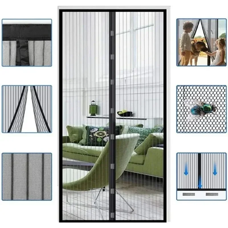 Anti Mosquito Door Curtain Invisible Ventilate Door Screen No Punching Magnetic Automatic Closing Anti Fly Bug Insect Screen