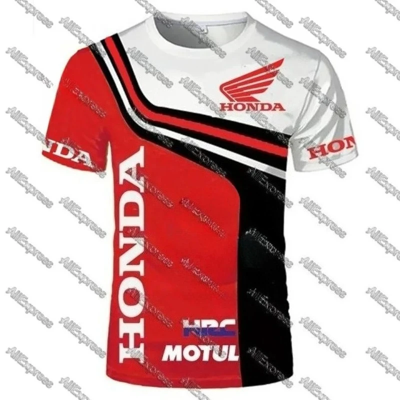 تي شيرت صيفي للرجال من Honda Motorcycle Team بأكمام قصيرة يسمح بالتهوية وسريع الجفاف لراكبي الدراجات النارية للرياضات الخارجية وركوب الدراجات والارتداء اليومي