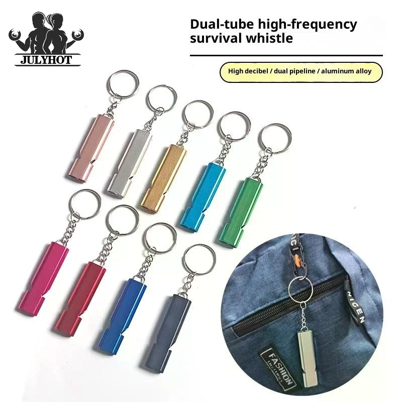 Dual Frequency Survival Whistle Flat Metal Whistle For Outdoor Hiking Climbing Emergence Whistle Cheerleading Souvenirs