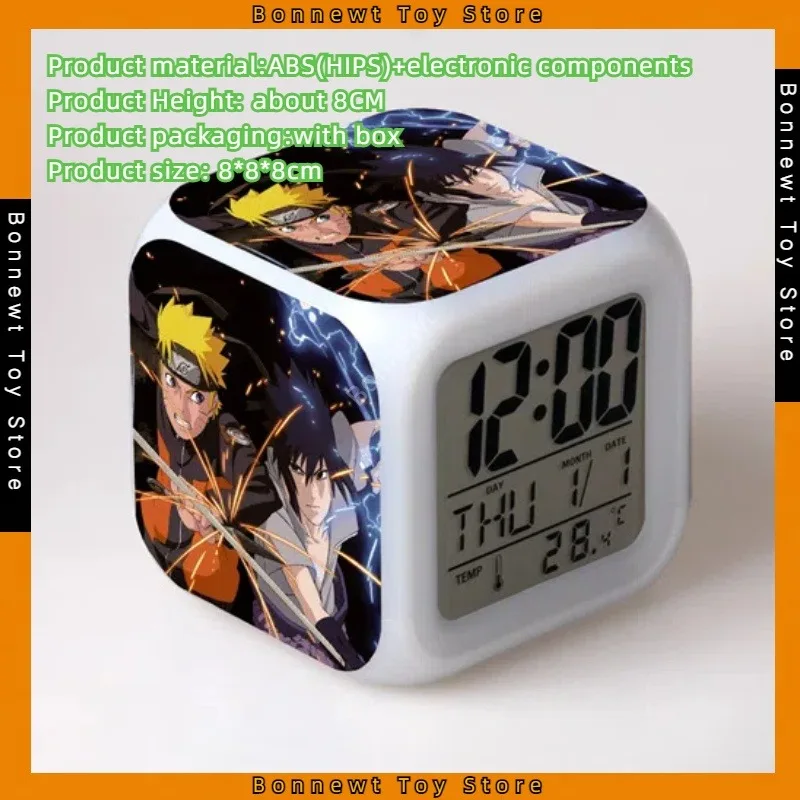 

8cm Animation Naruto Alarm Clock Naruto Sasuke Colorful Color Changing Gift Creative Alarm Clock