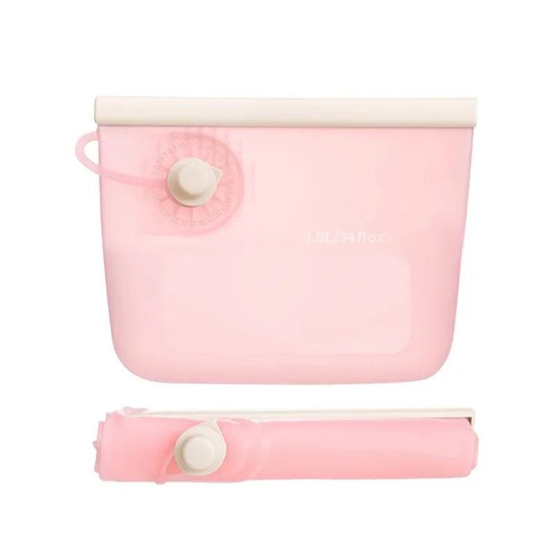 AT63-Food Preservation Organizer Silicone Storage Bag Fridge Fruit Storage Pouch Microwave Steam Disinfection Bag