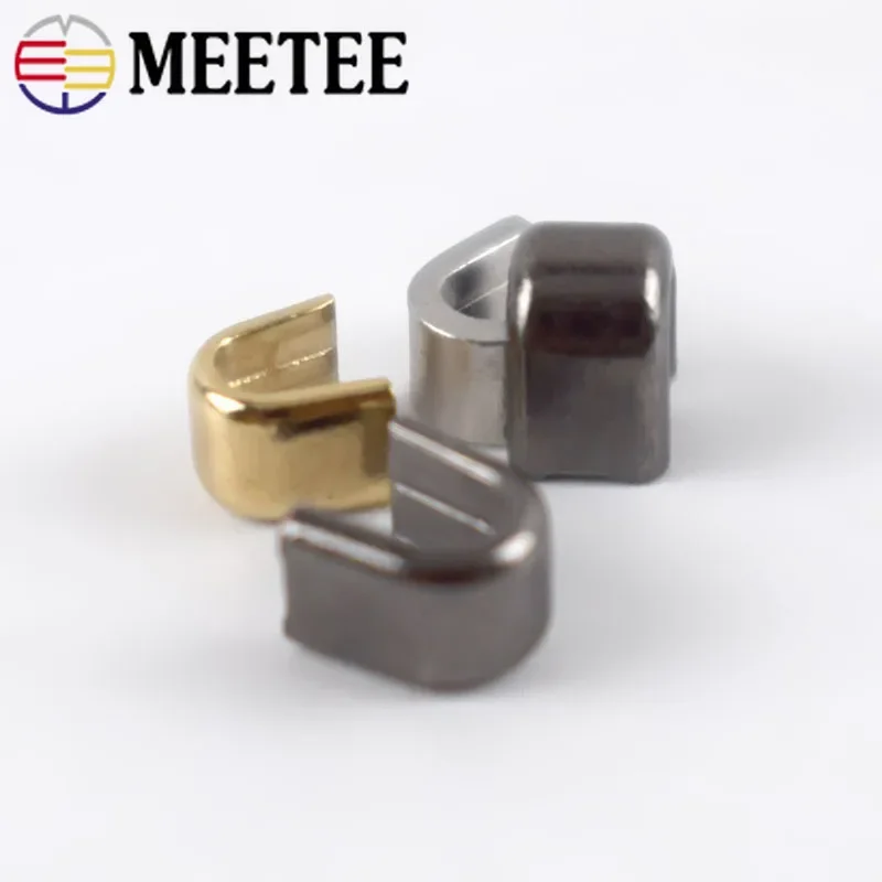 Meetee 20pcs Brass U Style Zipper Stopper Non-slip for 3# 5# 8# 10# For Metal Nylon Resin Zippers Repair Crafts Accessory ZA212