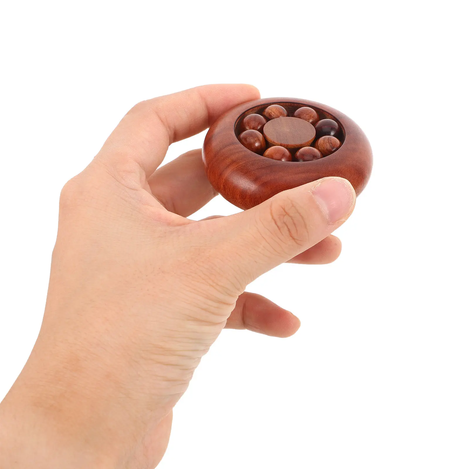 Polished Solid Wood Bead Palm Rotating Finger Strength Hand Fidget Stress Relief Round Quiet Rolling Coordination Skill