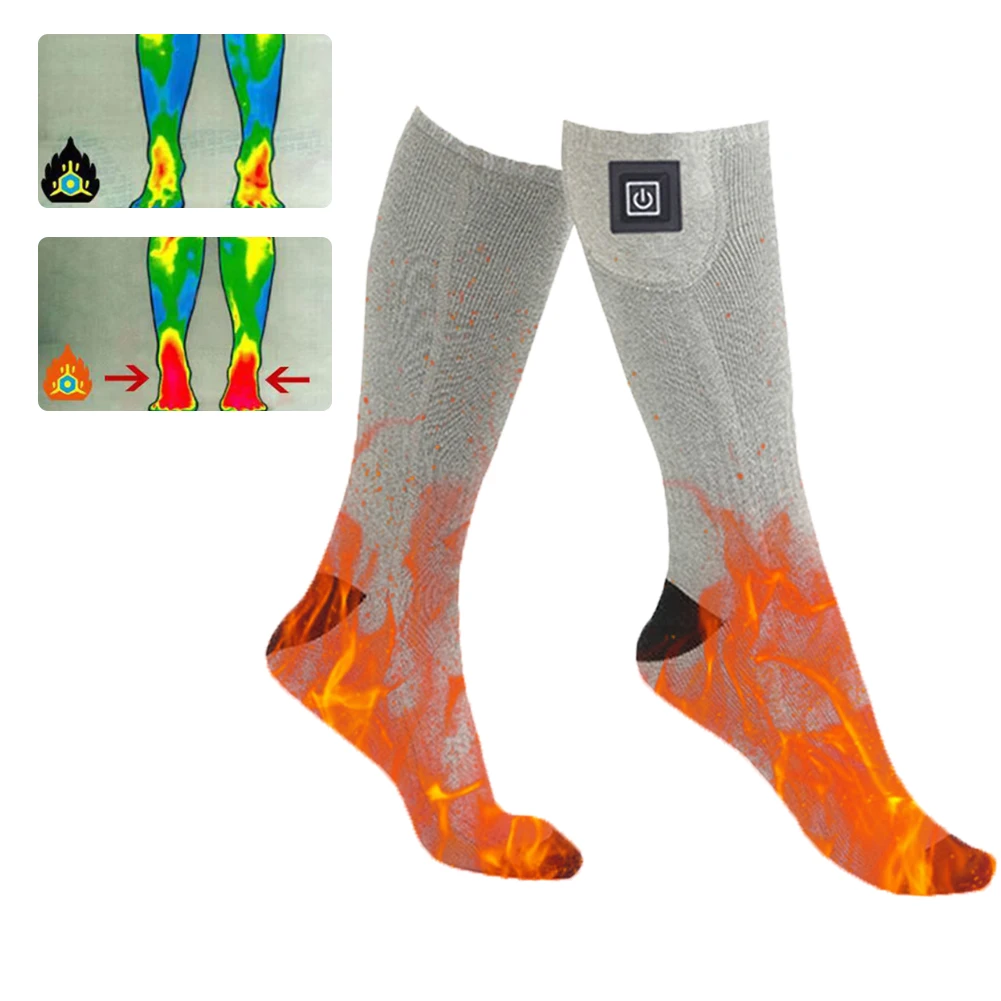 Calcetines calefactables eléctricos Calcetines calefactores eléctricos de 3 niveles de temperatura Calentadores de pies de calentamiento rápido lavables para ciclismo Camping patinaje