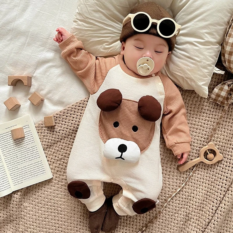 Neugeborenen Baby Overall Babe Nette Dreidimensionale Bär Kopf Langarm Strampler Babe Strampler für Vier Jahreszeiten 6-9-12M