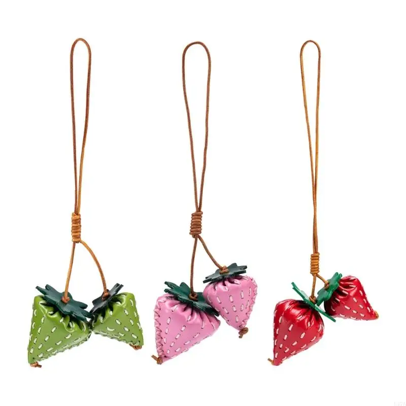 

Aesthetic Keychain Charms,Leather Strawberry Bag Charm Pendant Strawberry Keychains Charms Hanging Ornament for Womens 547A